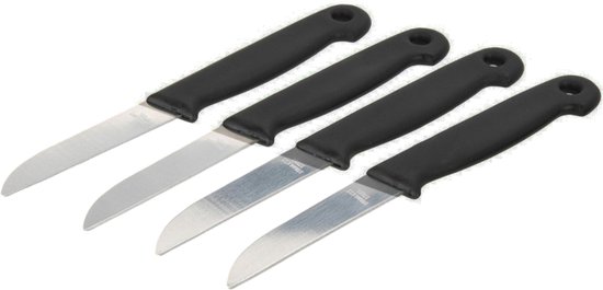 Set de couteaux de cuisine 6 pièces - pour éplucher et couper - noir/gris -  plastique