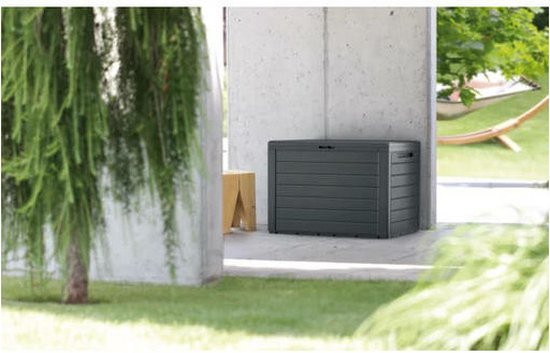 Prosperplast Kussenbox - hout patroon - 280 liter - 116 x 43,8 x 55 cm - kussen opbergbox