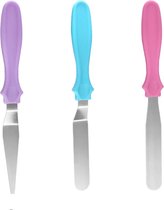 SOROH | spatule à crème en inox | Couteau à vitrer | Spatule courbe | 3 pièces | Acier inoxydable | Utile pour faire des gâteaux et des pâtisseries