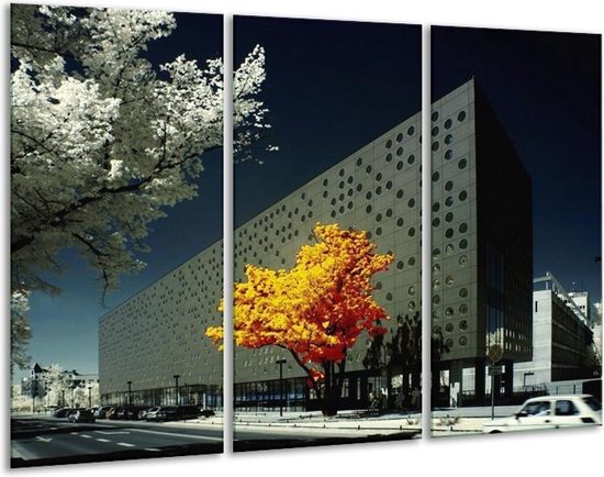 Arbre de peinture sur toile | Jaune, gris, blanc | 120x80cm 3 Liège