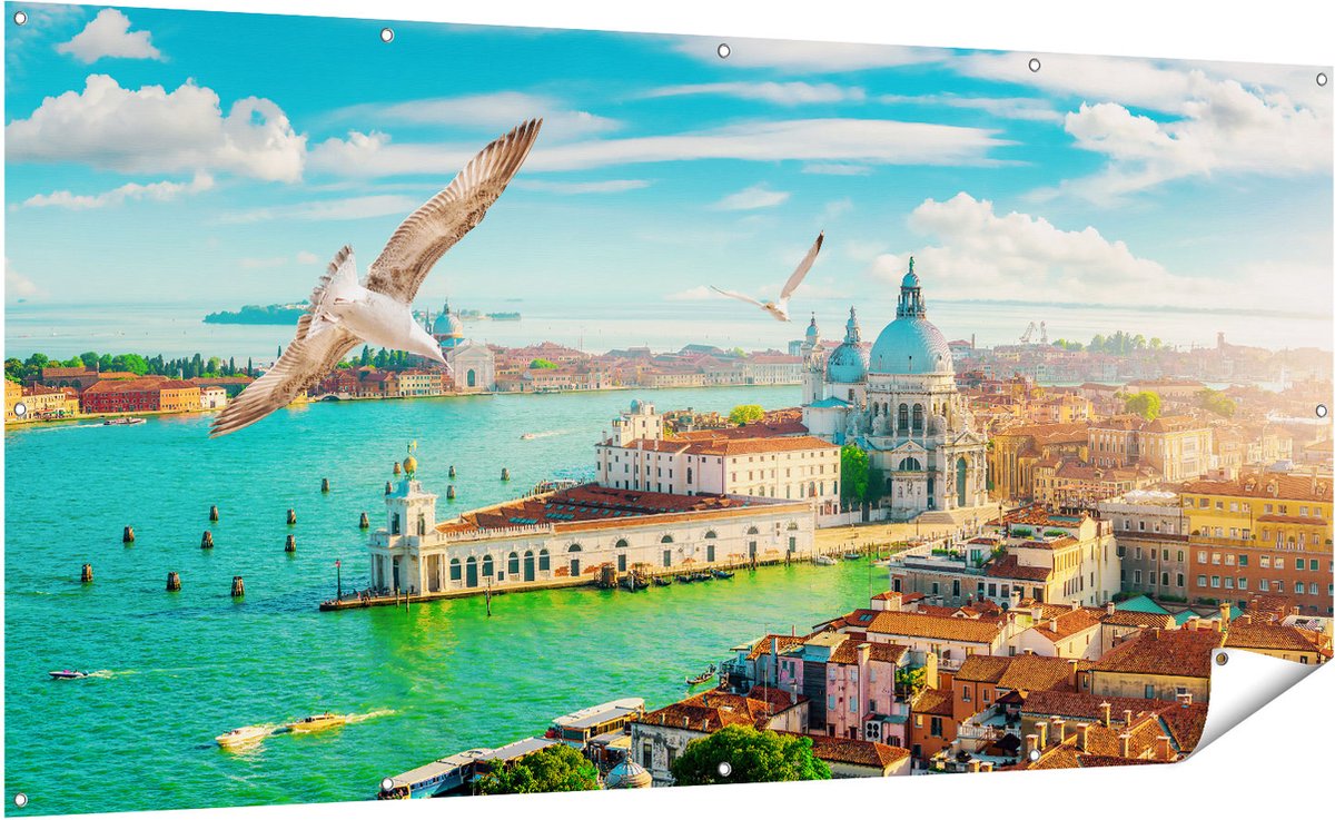 Gards Tuinposter Veneti� Stad vanuit Boven - 200x100 cm - Tuindoek - Tuindecoratie - Wanddecoratie buiten - Tuinschilderij Multikleur
