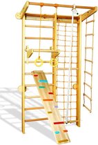Pikler Driehoek - Ensemble d'escalade Bébé 85 cm, cadre d' Portique d'escalade avec deux côtés toboggan, portique pour enfants, cadre d'escalade en bois, blanc-bois