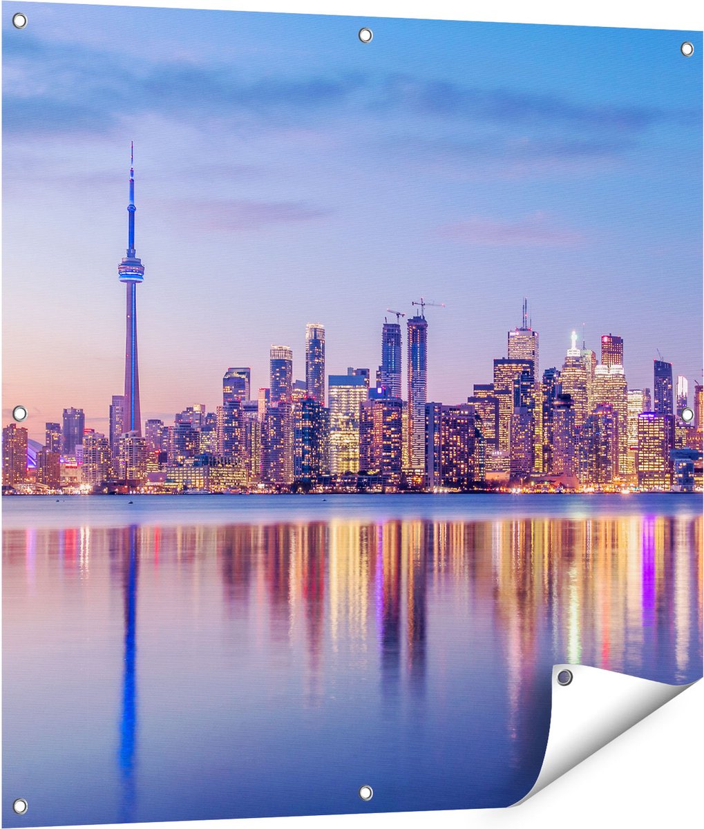 Gards Tuinposter Toronto Skyline in Canada - 90x90 cm - Tuindoek - Tuindecoratie - Wanddecoratie buiten - Tuinschilderij Multikleur