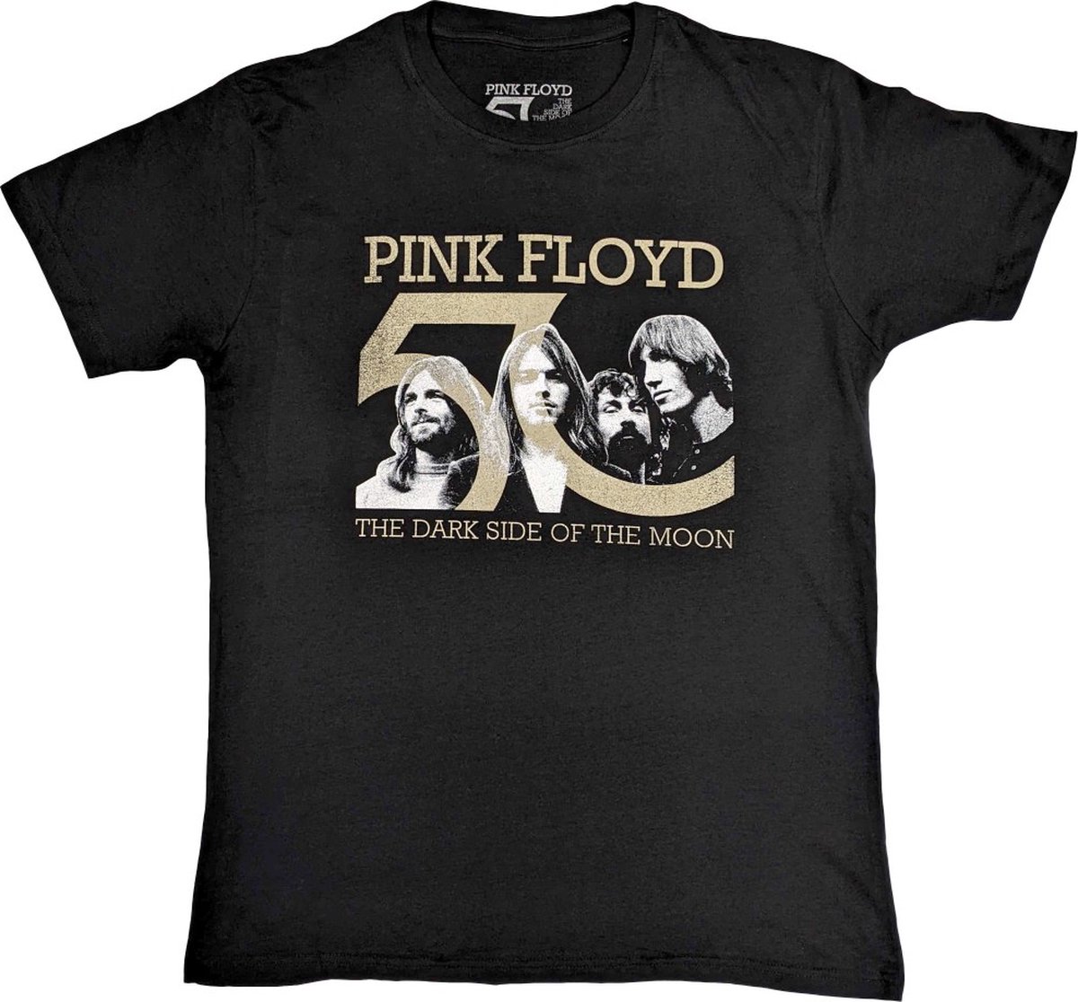 Pink Floyd - Band Photo & 50th Logo Heren T-shirt - M - Zwart