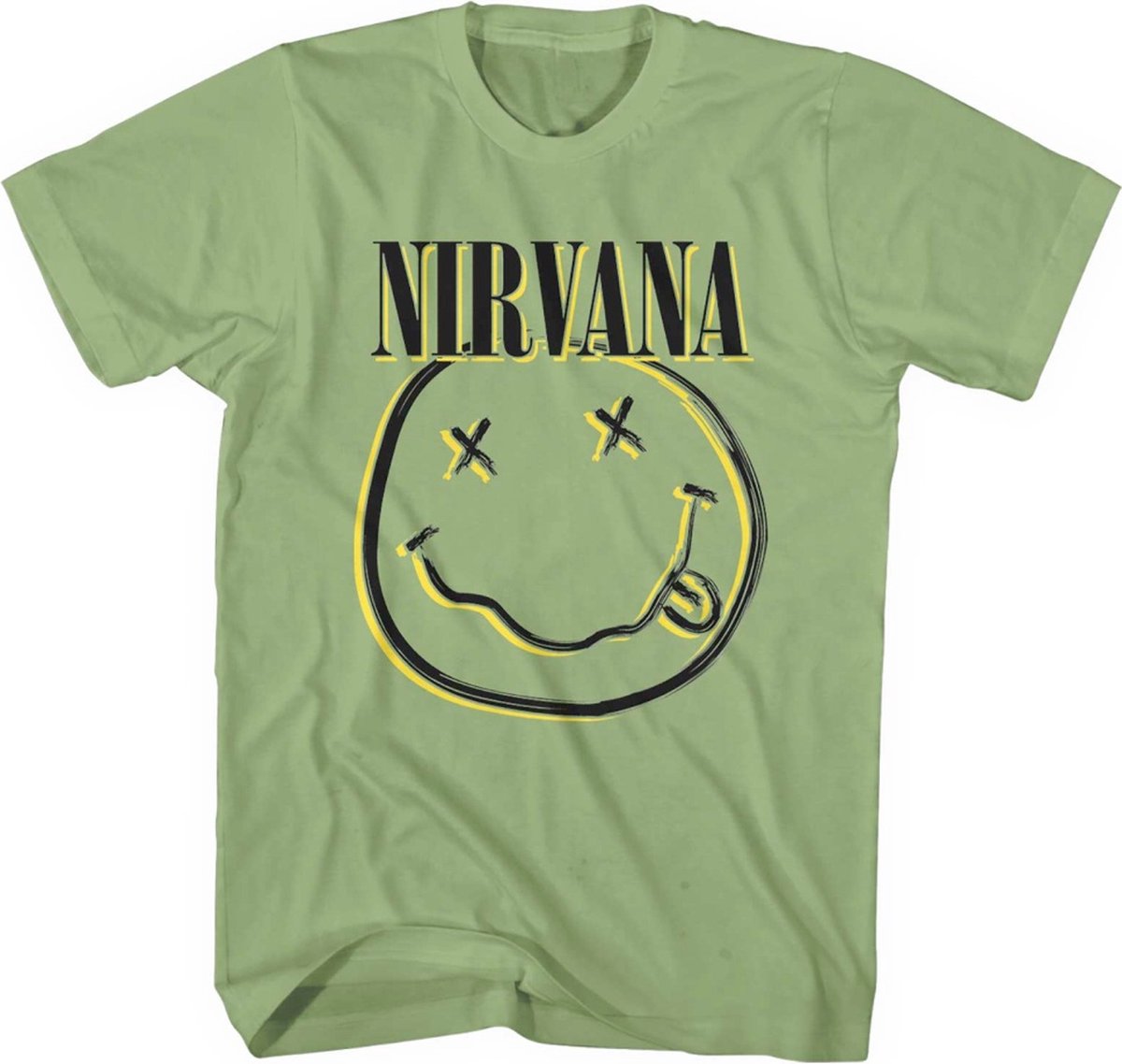 Nirvana - Inverse Happy Face Heren T-shirt - L - Groen