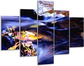 Glasschilderij -  Mist - Blauw, Paars, Geel - 100x70cm 5Luik - Geen Acrylglas Schilderij - GroepArt 6000+ Glasschilderijen Collectie - Wanddecoratie- Foto Op Glas