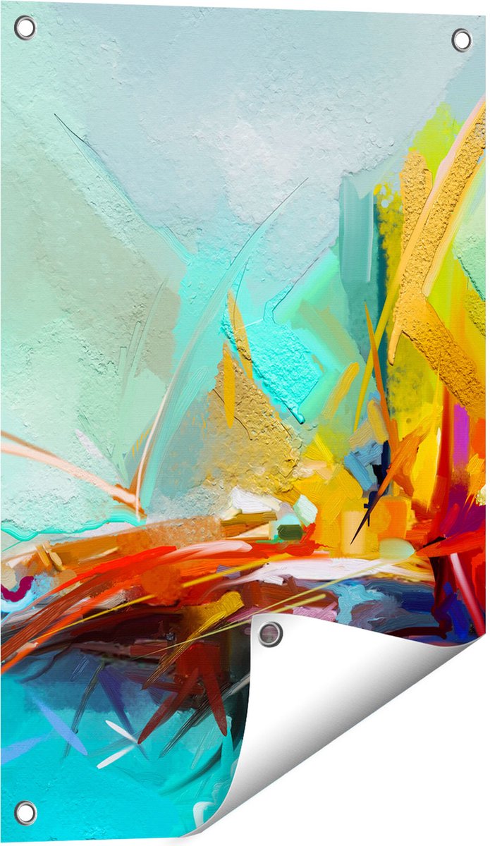 Gards Tuinposter Abstracte Kunst - Kampvuur - 40x60 cm - Tuindoek - Tuindecoratie - Wanddecoratie buiten - Tuinschilderij Multikleur