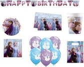 Disney - Frozen - Feestpakket - Versiering - Verjaardag - Kinderfeest - Ballonnen - Happy Birthday slinger - Tafelkleed – Uitdeelzakjes - Bordjes - Bekers - Servetten.