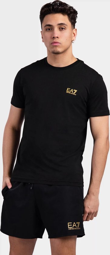 EA7 Emporio Armani Basic Logo T-Shirt Heren Zwart/Goud - Maat: XS