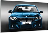 Glasschilderij Auto, BMW - Blauw, Zwart, Grijs - 120x70cm 1Luik - Foto Op Glas - Geen Acrylglas Schilderij - GroepArt 6000+ Glasschilderijen Art Collectie - Wanddecoratie - Woonkamer - Slaapkamer
