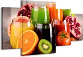 GroepArt - Schilderij -  Groenten, Fruit - Oranje, Geel, Groen - 160x90cm 4Luik - Schilderij Op Canvas - Foto Op Canvas