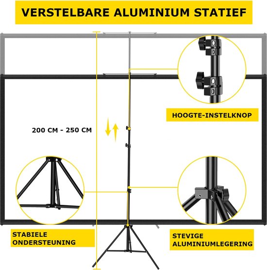 vidaXL Projectiescherm Wandmontage 108 Inch 16:9 bea