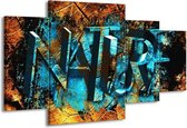 GroepArt - Schilderij -  Natuur - Blauw, Bruin, Geel - 160x90cm 4Luik - Schilderij Op Canvas - Foto Op Canvas