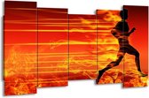 GroepArt - Canvas Schilderij - Vuur - Zwart, Oranje, Geel - 150x80cm 5Luik- Groot Collectie Schilderijen Op Canvas En Wanddecoraties