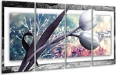 GroepArt - Glasschilderij - Bloemen, Tulpen - Grijs - 160x80cm 4Luik - Foto Op Glas - Geen Acrylglas Schilderij - 6000+ Glasschilderijen Collectie - Wanddecoratie