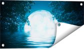 Gards Tuinposter Volle Maan in het Water - 60x30 cm - Tuindoek - Tuindecoratie - Wanddecoratie buiten - Tuinschilderij