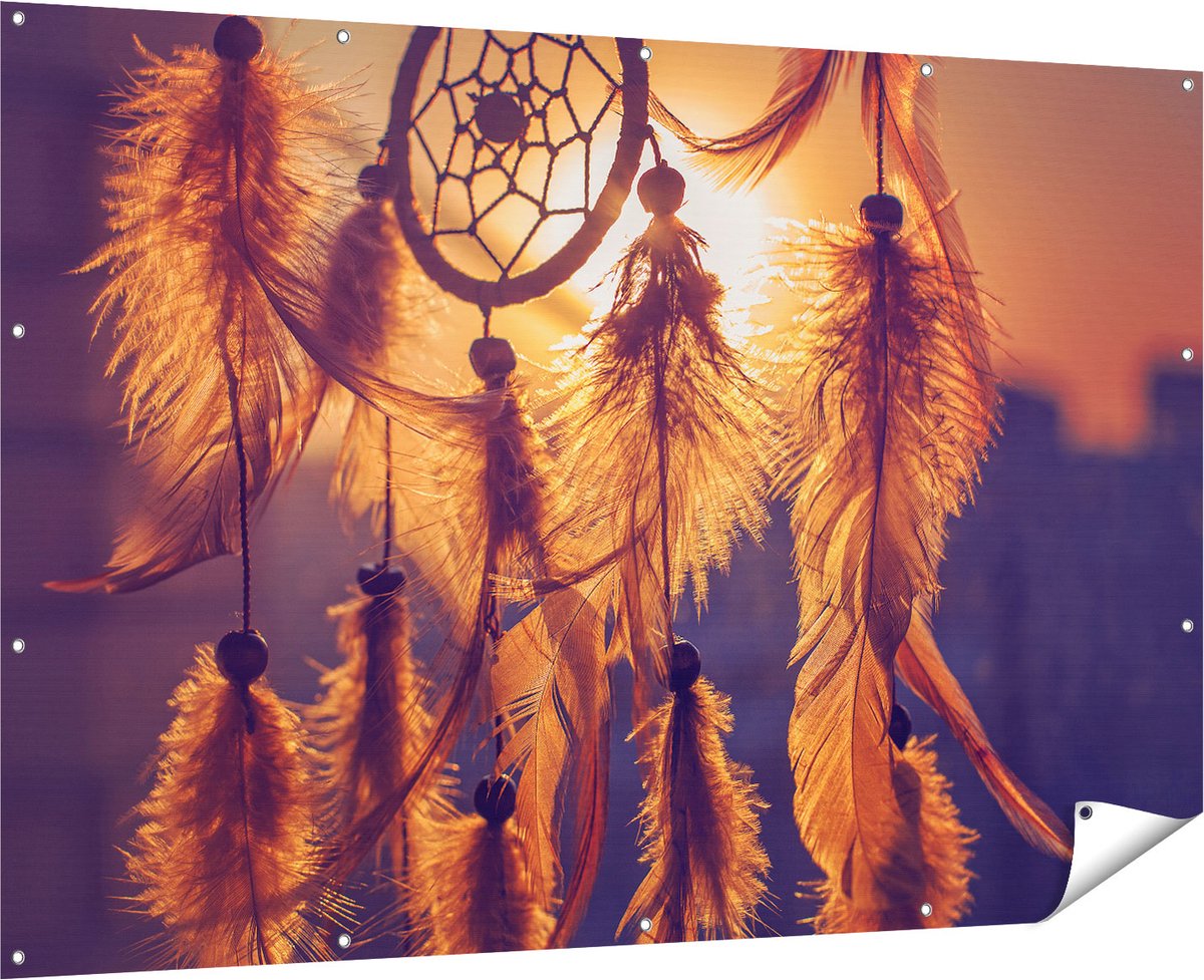 Gards Tuinposter Amulet van de Indianen - Symbool - Ketting - 180x120 cm - Tuindoek - Tuindecoratie - Wanddecoratie buiten - Tuinschilderij Multikleur