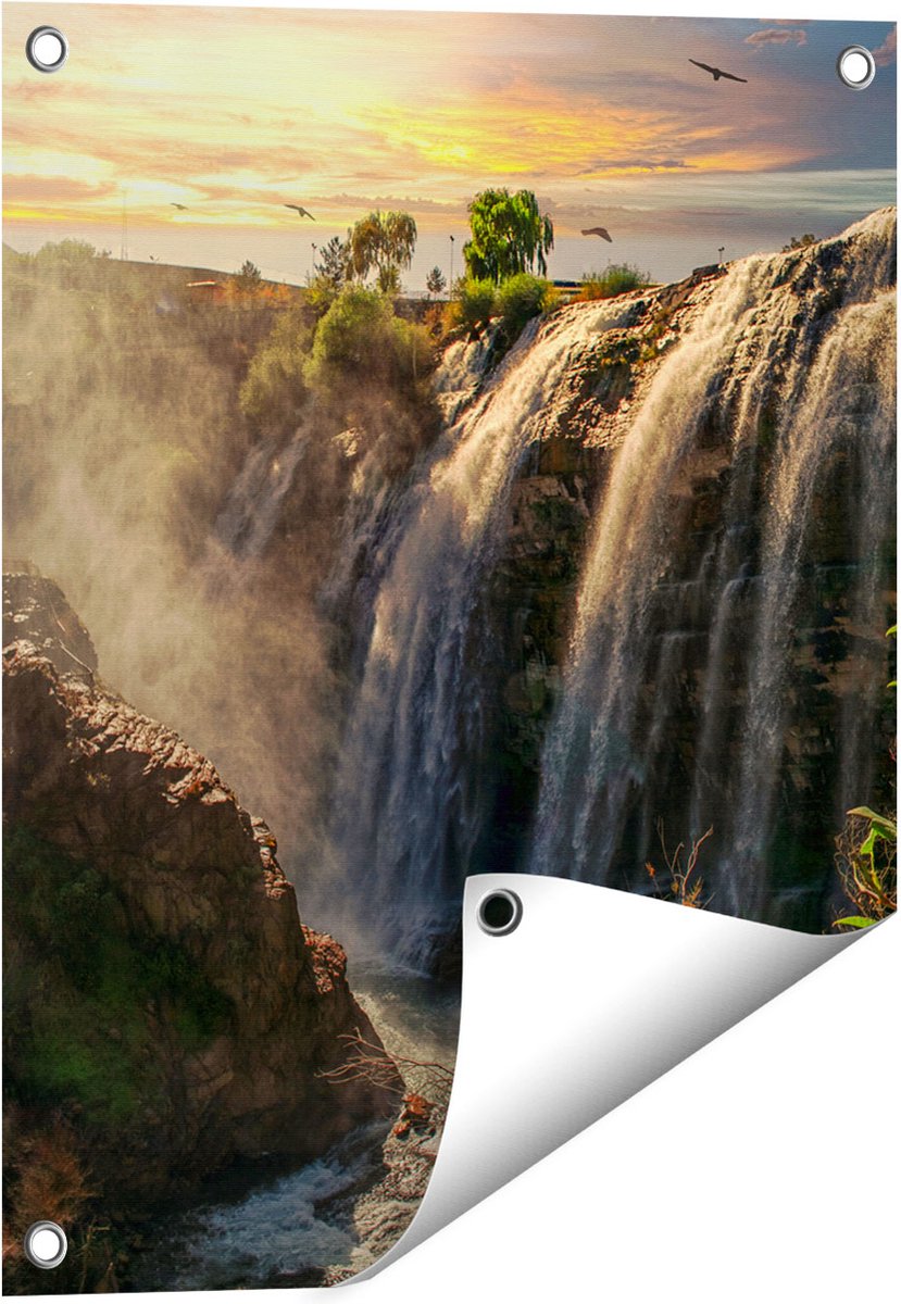 Gards Tuinposter Watervallen vanaf de Kliffen - 40x50 cm - Tuindoek - Tuindecoratie - Wanddecoratie buiten - Tuinschilderij Multikleur