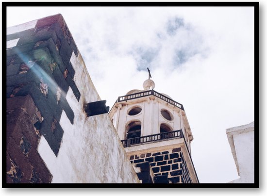 Kerk van onder - Lanzarote - Fotoposter 70x50 met Lijst