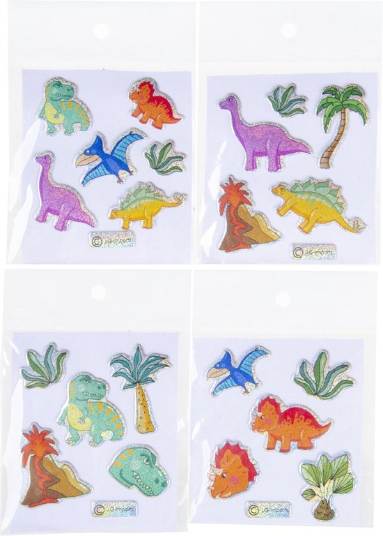 LEADTEAM 20 vellen dino-tatoeages voor kinderen, glittertattoo, dino- stickers, dino-stickers, dinosaurus, speelgoed, kinderen, tatoeages, dino-party, cadeau, verjaardagsdecoratie, cadeautje