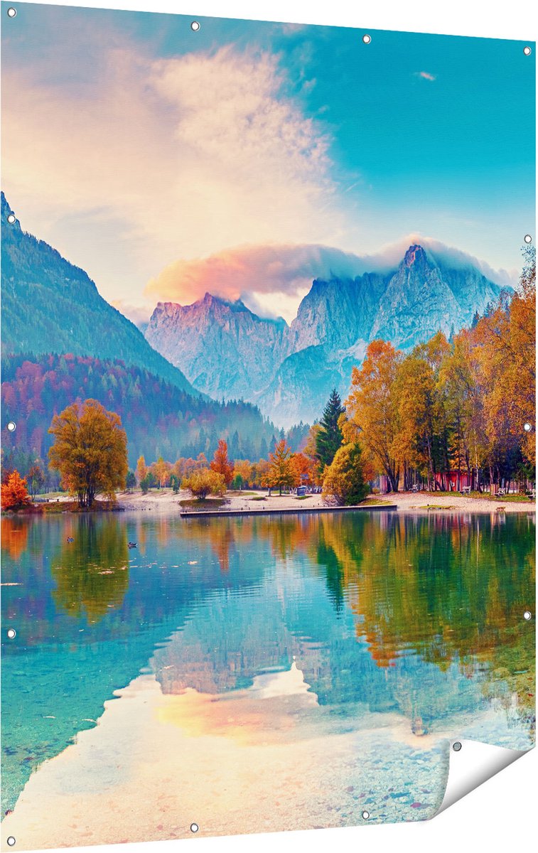Gards Tuinposter Meer - 120x160 cm - Tuindoek - Tuindecoratie - Wanddecoratie buiten - Tuinschilderij Multikleur