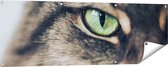 Gards Tuinposter Kat met Groene Ogen van Dichtbij - 150x50 cm - Tuindoek - Tuindecoratie - Wanddecoratie buiten - Tuinschilderij
