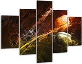 Glasschilderij -  Tulp - Oranje, Groen, Geel - 100x70cm 5Luik - Geen Acrylglas Schilderij - GroepArt 6000+ Glasschilderijen Collectie - Wanddecoratie- Foto Op Glas