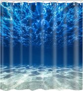 douchegordijn, blauw oceaanpatroon, topkwaliteit, waterdicht, schimmelwerend effect, 3D, digitaal printen 12 douchegordijnringen voor badkamer 180 x 180 cm / 180 x 210 cm