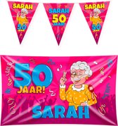50 Jaar Verjaardag Versiering - Sarah Versiering - Sarah - Feestpakket - Verjaardag Versiering - Slinger - Gevelvlag