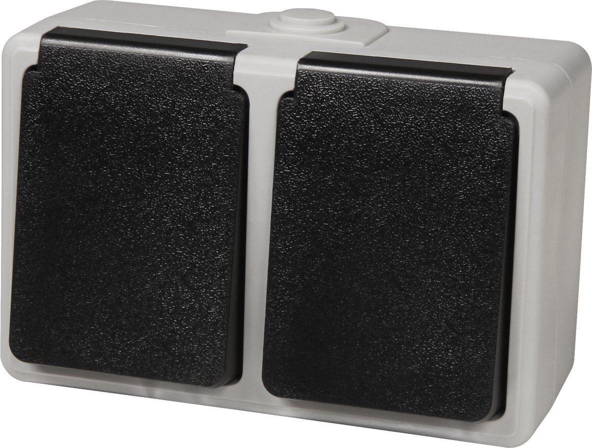 Stopcontact voor buiten - Wandcontactdoos opbouw - Stekkerdoos voor buiten IP44 - Buitenstopcontact max 250 V - Grijs