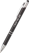 Akyol - i love my job pen - zwart - gegraveerd - Quotes pennen - collega - pen met tekst - leuke pennen - grappige pennen - werkpennen - stagiaire cadeau - cadeau - bedankje - afscheidscadeau collega - welkomst cadeau - met soft touch