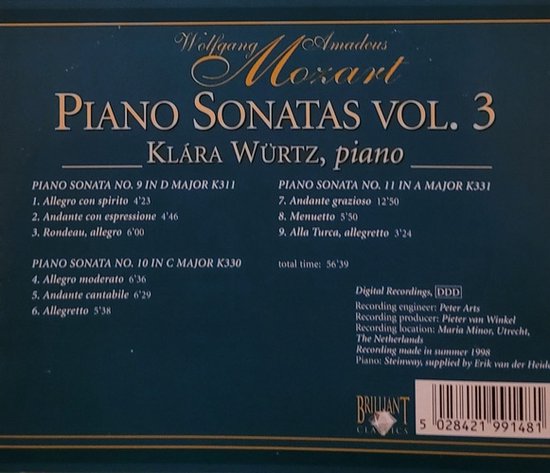 Piano Sonatas Klara Wurtz, piano - vol. 3