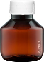 Lege Plastic Fles 50 ml PET Amber bruin - met witte ribbeldop - set van 10 stuks - Navulbaar - Leeg