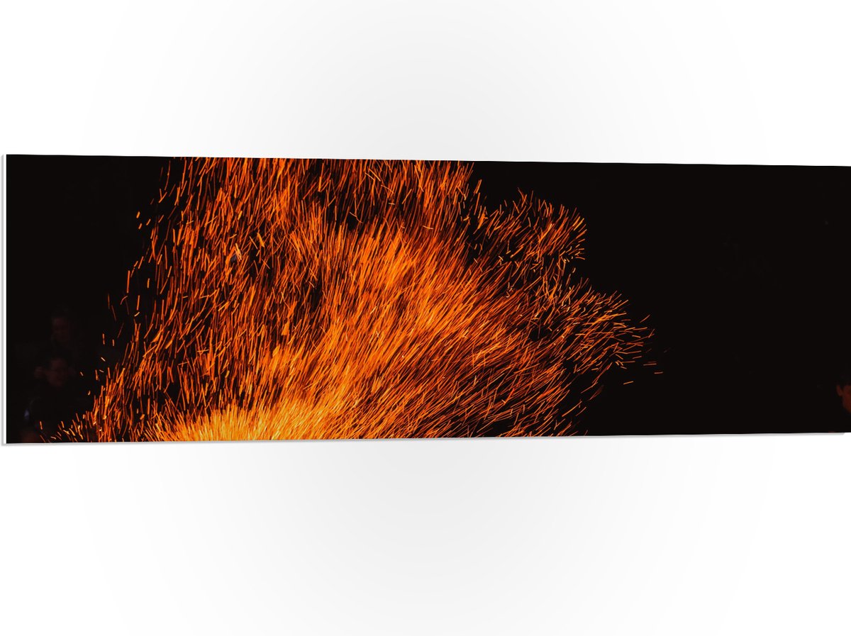 PVC Schuimplaat- Oranje Spetters van Vuurkorf - 120x40 cm Foto op PVC Schuimplaat