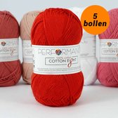 Cotton eight haakkatoen rood (1080) - 5 bollen van 1 kleur