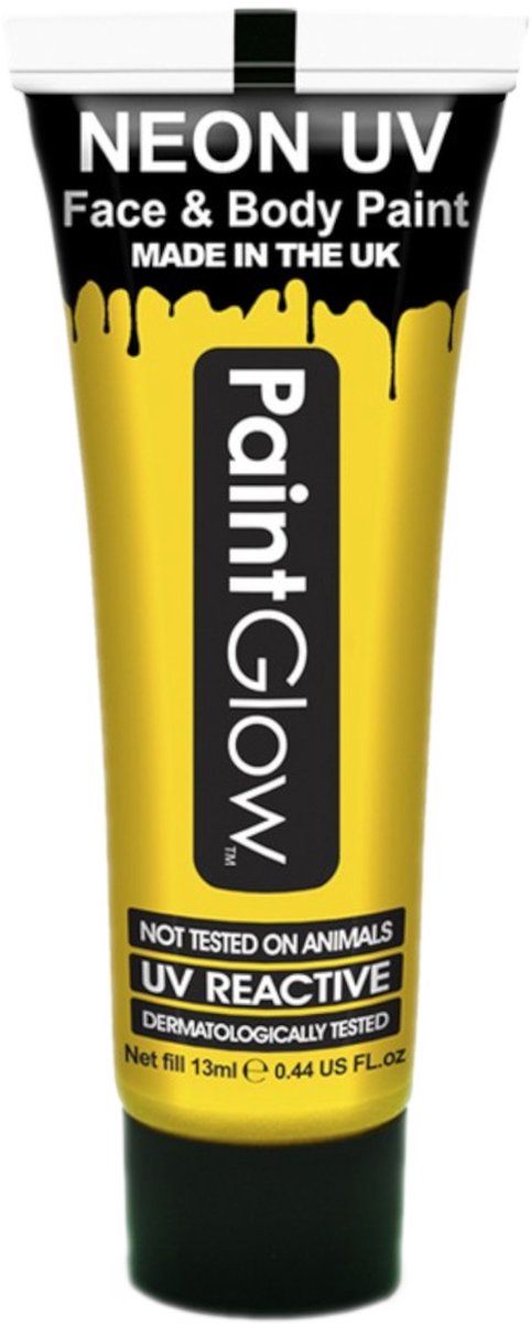 Neon Face & Body Paint 10 ml Geel UV Glow