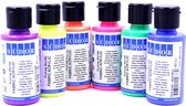Monalisa Fluorescerende Textielverf Set 6x40 ml (240 ml) | 6 zwarte lichte textielkleurstoffen | Wasbare textile color | Neonkleuren Textielverf | Ideaal voor T-shirts en ander textiel schilderdoek