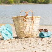 Strandtas - Riet - 100% Natuurlijke Materialen - Boodschappentassen - 50 (L) x 45 (H) x 18 (D) cm - Strandtassen - Rieten strandtas - Lange en korte hengsel