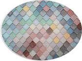 PVC Schuimplaat Ovaal - Wand met Driehoekvormige Textuur in Verschillende Kleuren - 28x21 cm Foto op Ovaal (Met Ophangsysteem)