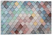 PVC Schuimplaat - Wand met Driehoekvormige Textuur in Verschillende Kleuren - 60x40 cm Foto op PVC Schuimplaat (Met Ophangsysteem)