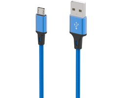 Micro USB Kabel 1M, Nylon Gevlochten Geschikt voor: Android Apparaten,Samsung Galaxy S6 edge S7 S5 J7 J6 J5 J3,PS4 Controller,Huawei,Kindle,Nokia,Sony,LG,Xiaomi - blauw