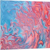 Acrylglas - Vlekken in het Roze en Blauw - 100x100 cm Foto op Acrylglas (Met Ophangsysteem)