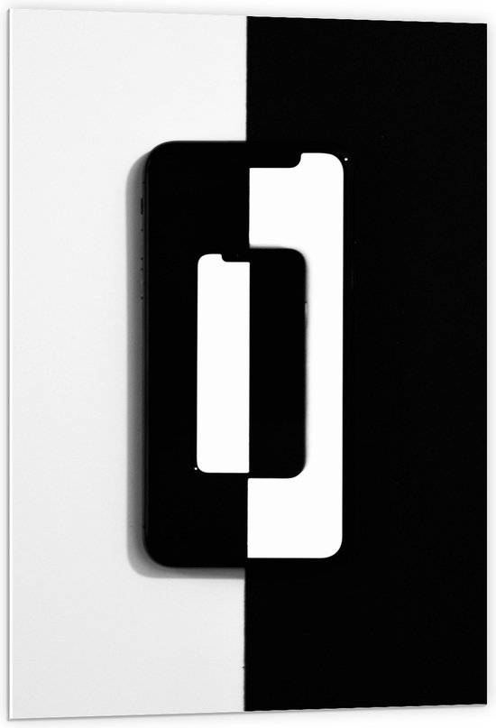 PVC Schuimplaat - Witte en Zwarte Tegenovergestelde Vlakken - 60x90 cm Foto op PVC Schuimplaat (Met Ophangsysteem)