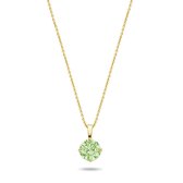 New Bling 9NBG-0595 Gouden Ketting met Zirkonia Hanger Licht Groen - 4mm - Ankerschakel - 39+3+3cm - 0,8mm Dikte - 14 Karaat - Goud