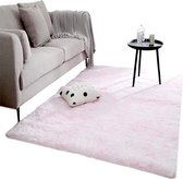 Pluizig tapijt voor woonkamer, batik tapijten, woonkamer, modern, met antislip onderkant, hoogpolig, shaggy hoogpolig tapijt voor kinderkamer, slaapkamer, hal (roze, 80 x 160 cm)