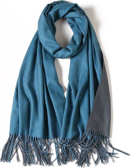 Sjaal - blauw - grijs - antraciet - Cashmere - poncho - winter - herfst - lente - zomer - dames - tweekleurig