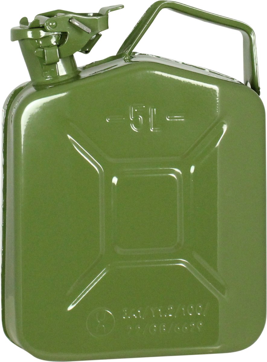 Metalen Jerrycan groen voor brandstof van 5 liter met een handige grote schenk trechter bestellen voor € 34.24 bij het Metalen Jerrycan groen voor brandstof van 5 liter met een handige grote schenk trechter bestellen voor € 34.24 bij het