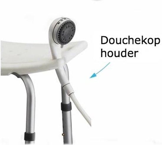Douchekruk in hoogte verstelbaar - Wit - Met douchekop houders en handgrepen - Anti-slip structuur