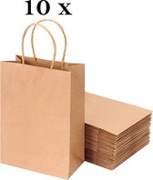 50 sacs en papier de papier kraft brun avec des oreilles tressées 18x8x22cm
