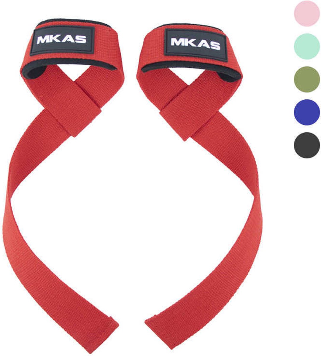 MKAS - Lifting straps Rood - 2 Stuks-Lifting grip hooks- Gym straps- Dead lift straps -Fitness-Cross-fit en krachtraining